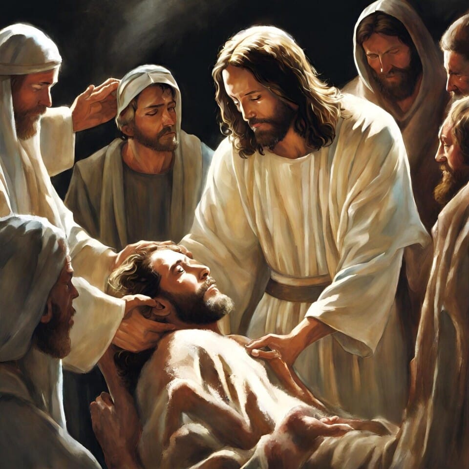 ai generated, jesus, heal, healing, sick, gospel, bible, christianity