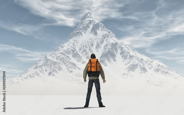 Conceptual image of a man with backpack