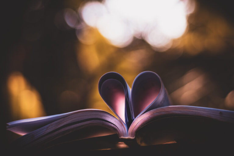 Heart book art on bokeh photography