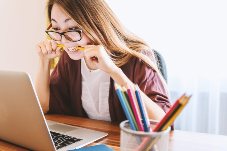 laptop, woman, education