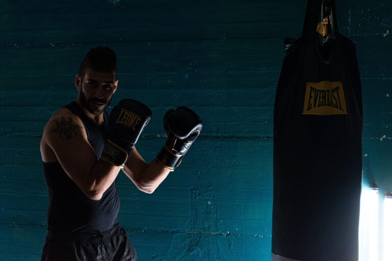 man in black boxing gloves