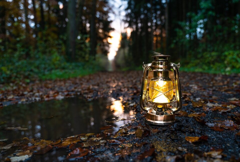 oil lamp, trail, camping