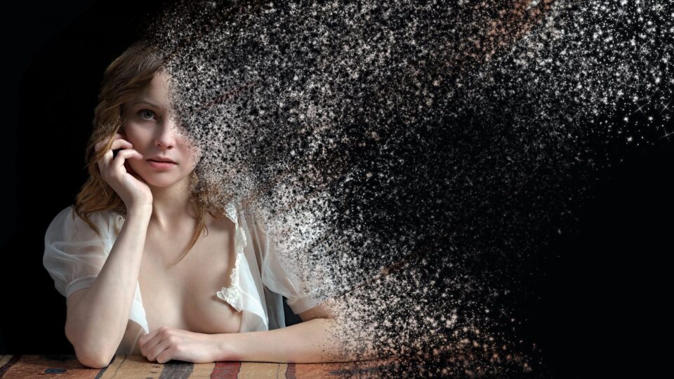 young, woman, dispersion