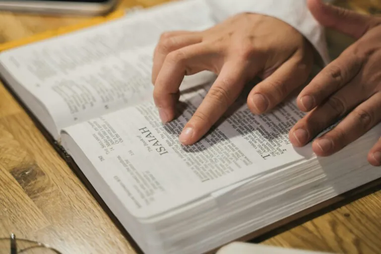 Person reading a holy bible