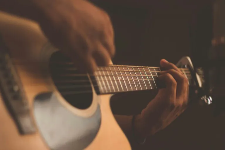 Playing guitar
